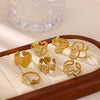 Wholesale Women's Light Luxury Geometric Snake Ring Inlaid With Gold Fruit Pattern Titanium Steel