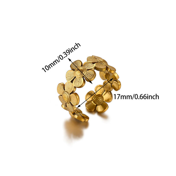 Wholesale Women's Light Luxury Geometric Snake Ring Inlaid With Gold Fruit Pattern Titanium Steel