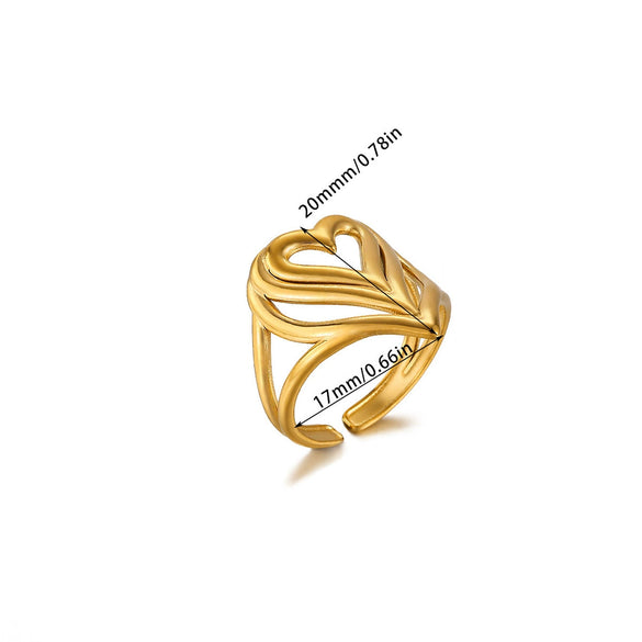Wholesale Women's Light Luxury Geometric Snake Ring Inlaid With Gold Fruit Pattern Titanium Steel