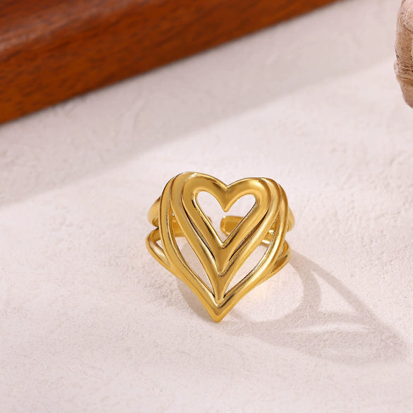 Wholesale Women's Light Luxury Geometric Snake Ring Inlaid With Gold Fruit Pattern Titanium Steel