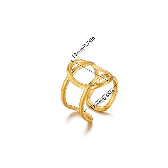 Wholesale Women's Light Luxury Geometric Snake Ring Inlaid With Gold Fruit Pattern Titanium Steel