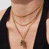 Wholesale Women's Light Luxury Geometric Square Pendant Doublelayer Stainless Steel 18K Gold Plated Necklace