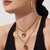 Wholesale Women's Light Luxury Geometric Square Pendant Doublelayer Stainless Steel 18K Gold Plated Necklace