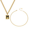Wholesale Women's Light Luxury Geometric Square Pendant Doublelayer Stainless Steel 18K Gold Plated Necklace