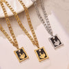 Wholesale Women's Light Luxury Geometric Square Pendant Doublelayer Stainless Steel 18K Gold Plated Necklace