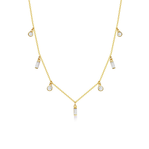 Wholesale Women's Light Luxury Geometric Square Zircon S925 Sterling Silver Necklace Cross Chain