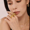 Wholesale Women's Light Luxury Geometric Sshaped Stainless Steel Electroplated Ferris Wheel Ring