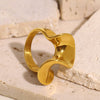 Wholesale Women's Light Luxury Geometric Sshaped Stainless Steel Electroplated Ferris Wheel Ring