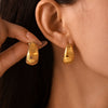 Wholesale Women's Light Luxury Geometric Stainless Steel Crescent Earrings 18K Gold Plated