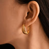 Wholesale Women's Light Luxury Geometric Stainless Steel Crescent Earrings 18K Gold Plated