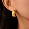 Wholesale Women's Light Luxury Geometric Stainless Steel Crescent Earrings 18K Gold Plated