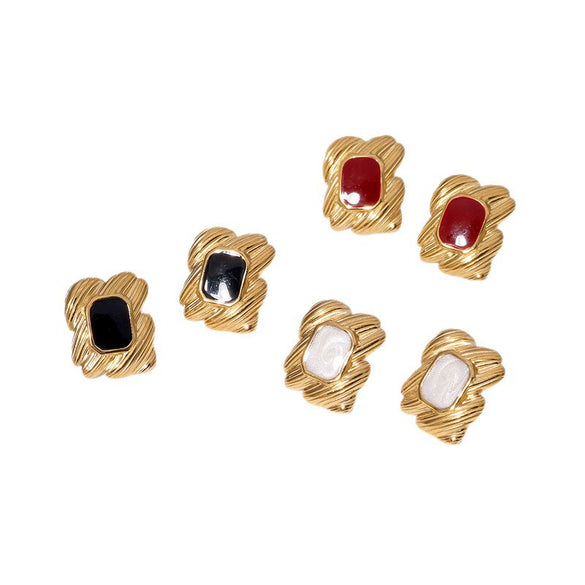 Wholesale Women's Light Luxury Geometric Stainless Steel Earrings Electroplated