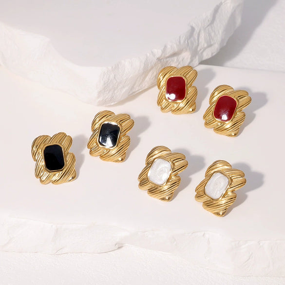 Wholesale Women's Light Luxury Geometric Stainless Steel Earrings Electroplated