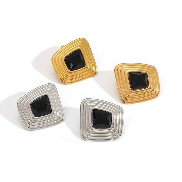 Wholesale Women's Light Luxury Geometric Stainless Steel Earrings With Electroplating