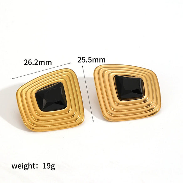Wholesale Women's Light Luxury Geometric Stainless Steel Earrings With Electroplating