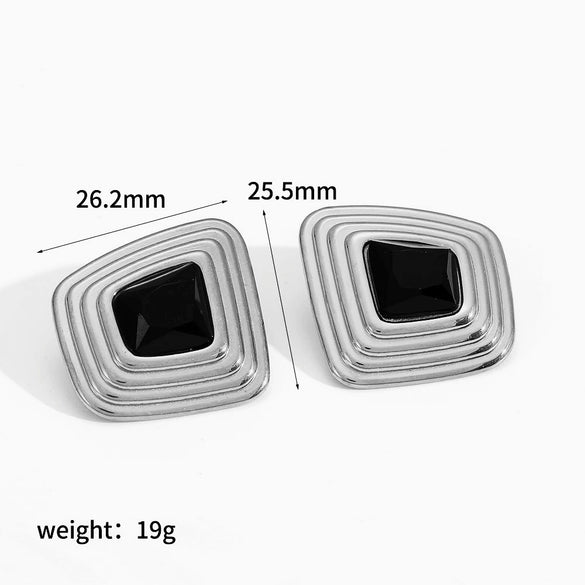 Wholesale Women's Light Luxury Geometric Stainless Steel Earrings With Electroplating