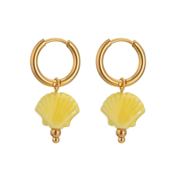 Wholesale Women's Light Luxury Geometric Stainless Steel Earrings With Macaron Color And Electroplating Treatment