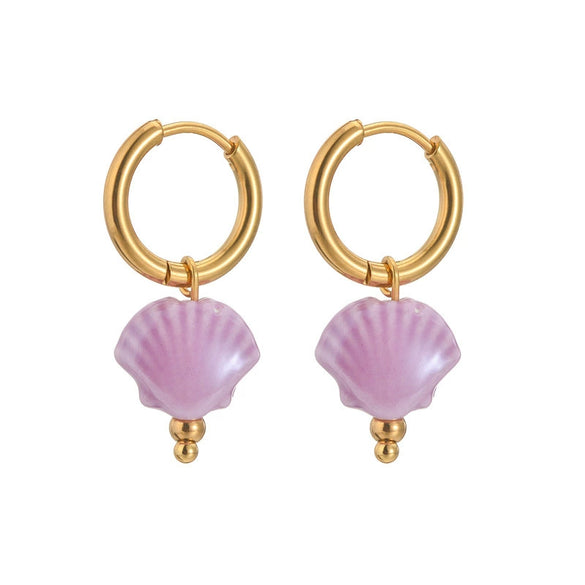 Wholesale Women's Light Luxury Geometric Stainless Steel Earrings With Macaron Color And Electroplating Treatment