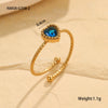 Wholesale Women's Light Luxury Geometric Stainless Steel Electroplated Blue Zircon Ring Set Jewelry