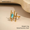 Wholesale Women's Light Luxury Geometric Stainless Steel Electroplated Blue Zircon Ring Set Jewelry