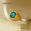 Wholesale Women's Light Luxury Geometric Stainless Steel Electroplated Blue Zircon Ring Set Jewelry