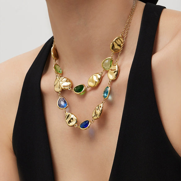 Wholesale Women's Light Luxury Geometric Stainless Steel Electroplated Clavicle Necklace