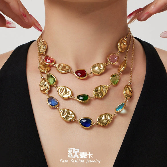 Wholesale Women's Light Luxury Geometric Stainless Steel Electroplated Clavicle Necklace