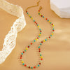 Wholesale Women's Light Luxury Geometric Stainless Steel Electroplated Colorful Seed Bead Singlelayer Necklace Jewelry