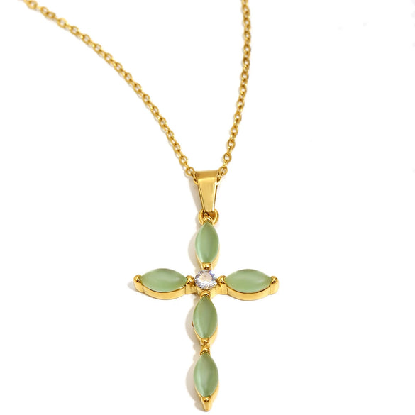 Wholesale Women's Light Luxury Geometric Stainless Steel Electroplated Cross Necklace