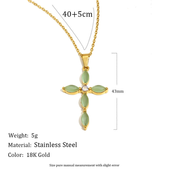 Wholesale Women's Light Luxury Geometric Stainless Steel Electroplated Cross Necklace