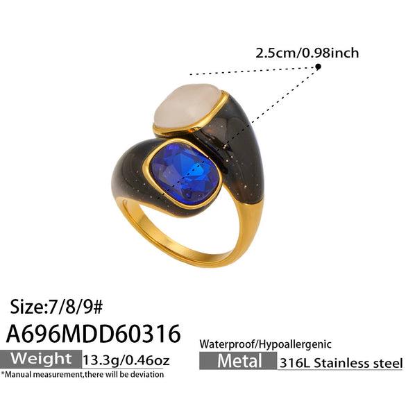 Wholesale Women's Light Luxury Geometric Stainless Steel Electroplated Crossshaped Open Ring Set Jewelry Accessories