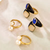 Wholesale Women's Light Luxury Geometric Stainless Steel Electroplated Crossshaped Open Ring Set Jewelry Accessories