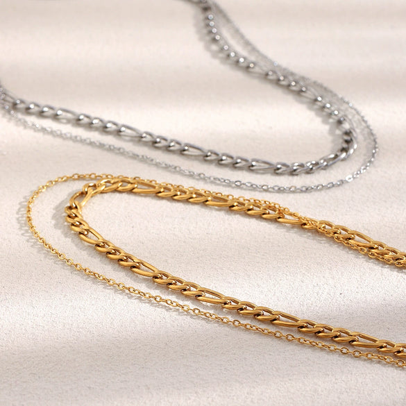 Wholesale Women's Light Luxury Geometric Stainless Steel Electroplated Doublelayer Necklace