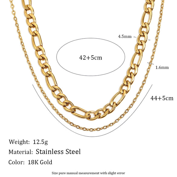 Wholesale Women's Light Luxury Geometric Stainless Steel Electroplated Doublelayer Necklace