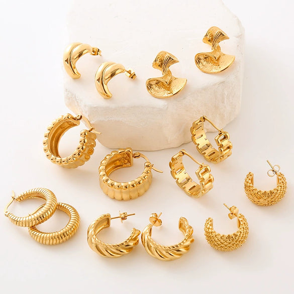 Wholesale Women's Light Luxury Geometric Stainless Steel Electroplated Earrings Jewelry
