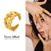 Wholesale Women's Light Luxury Geometric Stainless Steel Electroplated Ferris Wheel Hollow Woven Open Ring Finger Ring