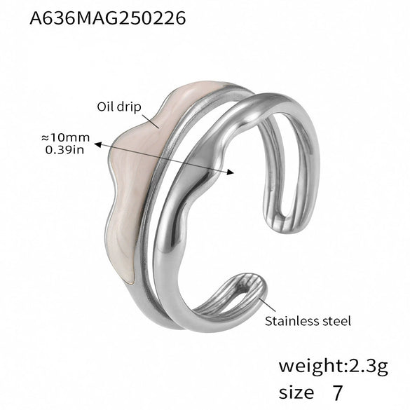 Wholesale Women's Light Luxury Geometric Stainless Steel Electroplated Ferris Wheel Ring