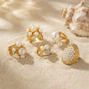 Wholesale Women's Light Luxury Geometric Stainless Steel Electroplated Index Finger Ring Set
