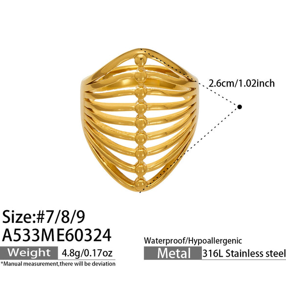 Wholesale Women's Light Luxury Geometric Stainless Steel Electroplated Index Finger Ring Set