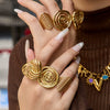 Wholesale Women's Light Luxury Geometric Stainless Steel Electroplated Index Finger Ring Set