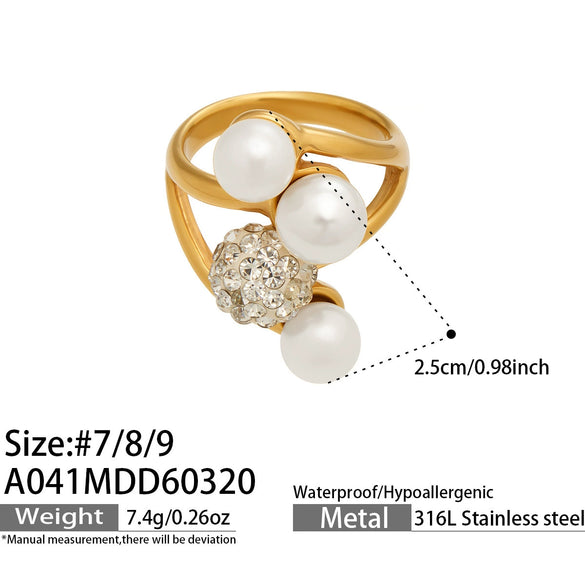 Wholesale Women's Light Luxury Geometric Stainless Steel Electroplated Index Finger Ring Set