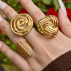 Wholesale Women's Light Luxury Geometric Stainless Steel Electroplated Index Finger Ring Set