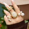 Wholesale Women's Light Luxury Geometric Stainless Steel Electroplated Index Finger Ring Set