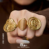 Wholesale Women's Light Luxury Geometric Stainless Steel Electroplated Index Finger Ring Set