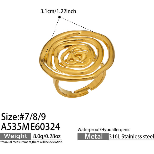 Wholesale Women's Light Luxury Geometric Stainless Steel Electroplated Index Finger Ring Set