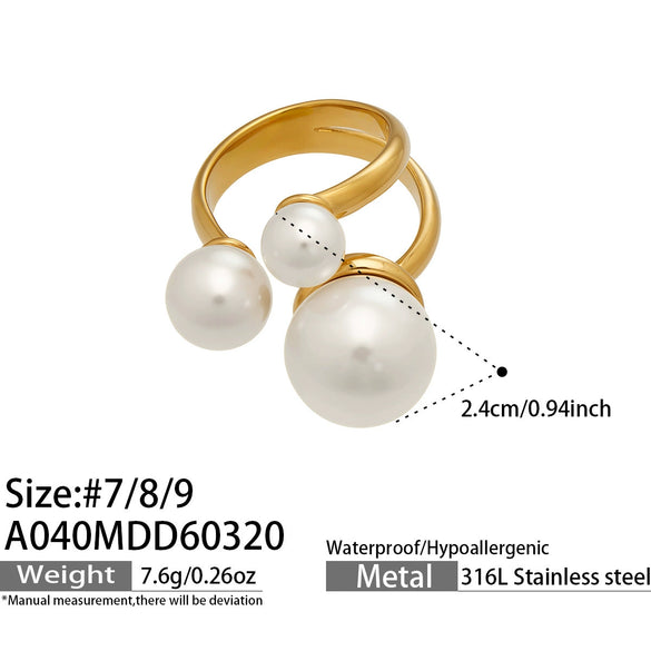 Wholesale Women's Light Luxury Geometric Stainless Steel Electroplated Index Finger Ring Set