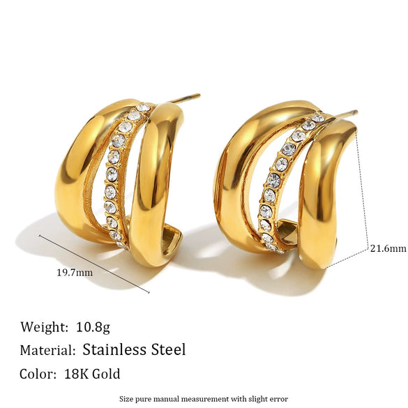 Wholesale Women's Light Luxury Geometric Stainless Steel Electroplated 18K Gold Earrings