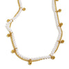 Wholesale Women's Light Luxury Geometric Stainless Steel Electroplated 18K Gold Imitation Pearl Ball Double Chain Necklace