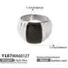 Wholesale Women's Light Luxury Geometric Stainless Steel Electroplated 18K Gold Plated Enamel Striped Ring
