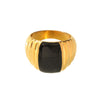 Wholesale Women's Light Luxury Geometric Stainless Steel Electroplated 18K Gold Plated Enamel Striped Ring